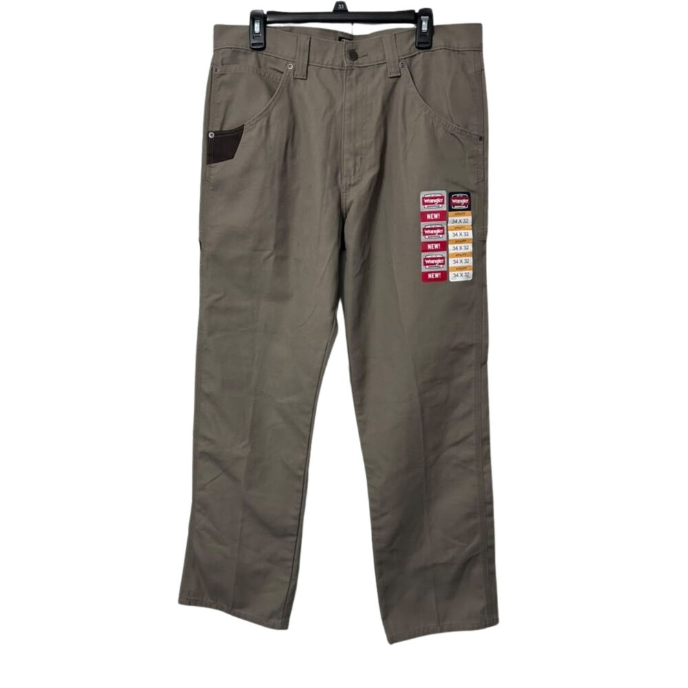 Wrangler Men's Workwear Pants Sizse 34x32 Dark Khaki Relaxed Utility Regular Fit